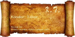 Kondor Tibor névjegykártya